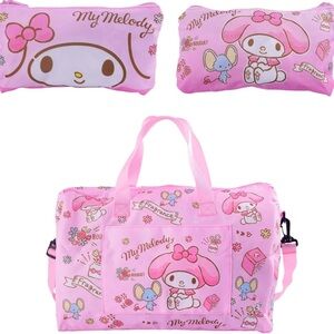 NWOT • My Melody x Hello Kitty Travel Duffel Bag Large Foldable Weekender